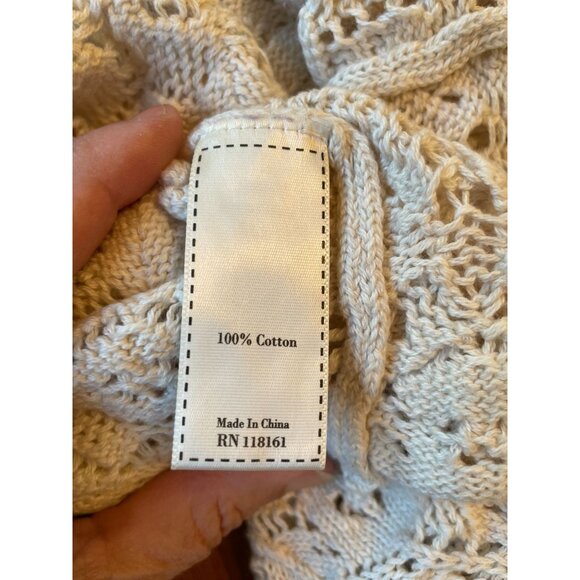 Vintage-Style Knit Sweater By IS 2 X Small 100% Cotton Beige Long-Sleeve Boho Ch - Picture 5 of 8